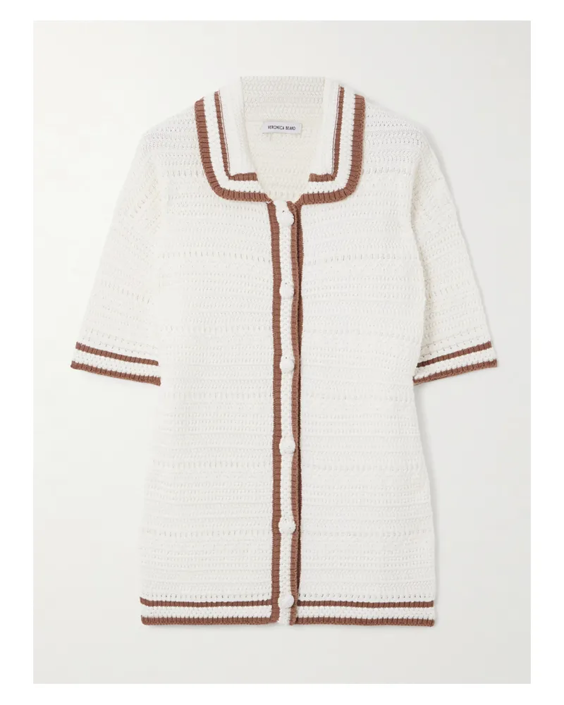 Veronica Beard Cardigan Aus Baumwolle Mit Streifen - Wollweiß Wollweiß