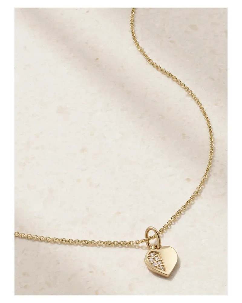 Sydney Evan Half Heart Kette Aus 14 Karat Gold Mit Diamanten Gold