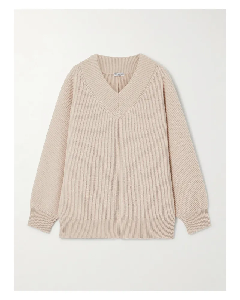 Brunello Cucinelli Gerippter Kaschmirpullover - Neutral Neutral