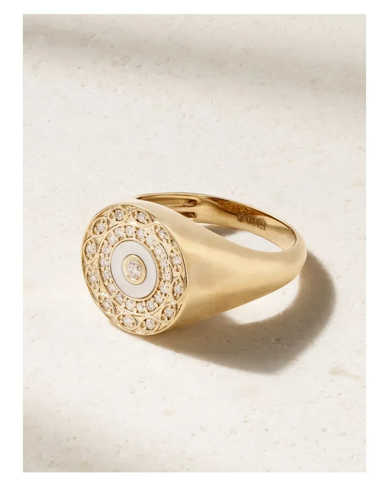 Sydney Evan Ring Aus 14 Karat Gold Mit Diamanten Und Perlmutt Gold