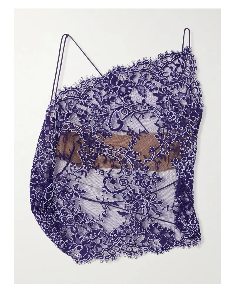 Christopher Esber Iris Open-back Lace And Net Top - Purple Purple