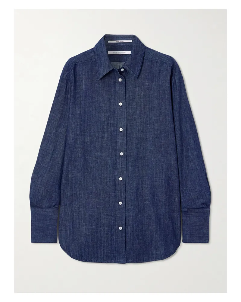 Another Tomorrow Oversized-hemd Aus Biobaumwoll-chambray - Blau Blau