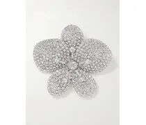 Kiarra Rhodium-plated Crystal Brooch - Silver