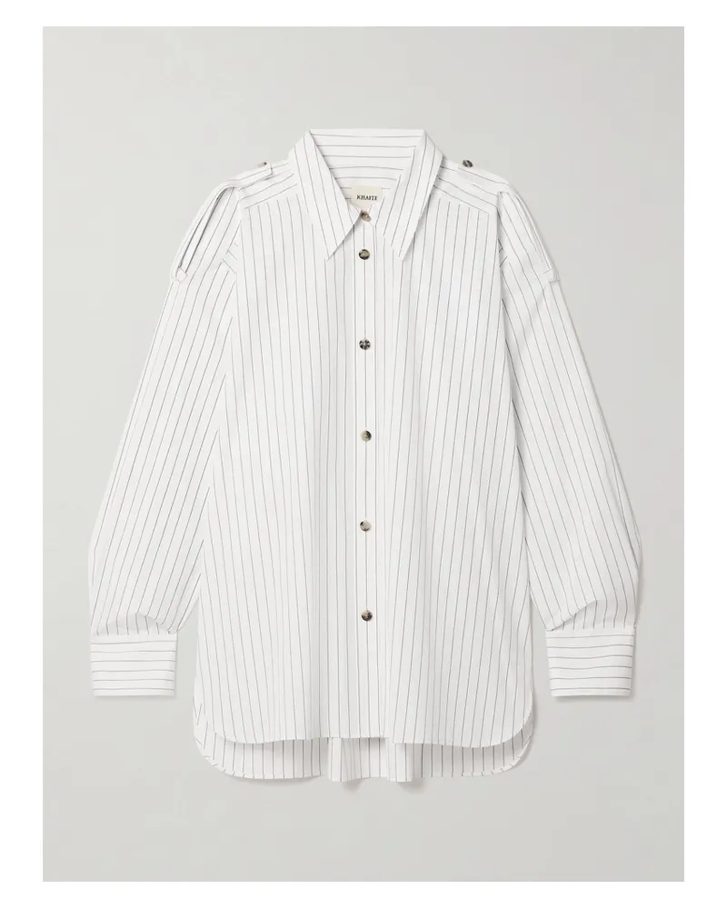 KHAITE Tamal Oversized-hemd Aus Gestreifter Baumwollpopeline - Weiß Weiß