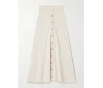 Midirock Aus Rippstrick Mit Besätzen Aus Baumwolle - Wollweiß
