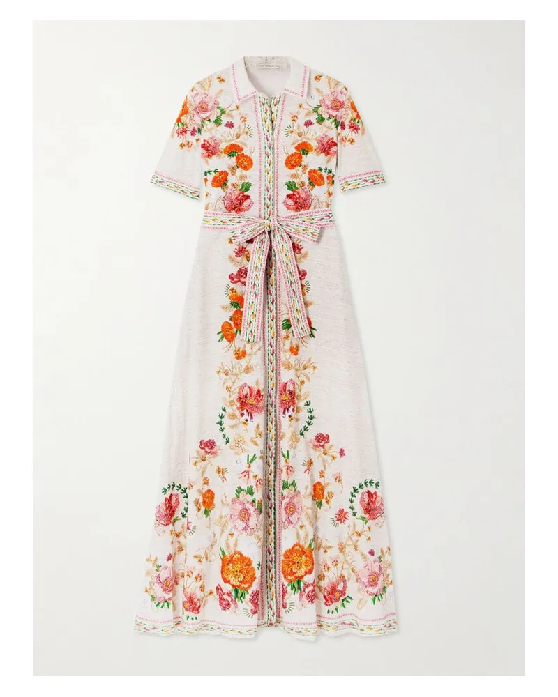 Mary Katrantzou Como Midi-hemdblusenkleid Aus Baumwollpopeline Mit Blumenprint Und Bindegürtel - Pink Pink