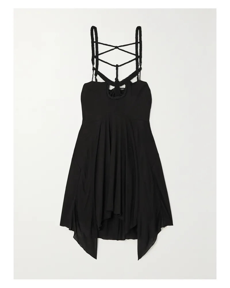 Isabel Marant Diana Minikleid Aus Jersey Mit Makrameegarnbesätzen - Schwarz Schwarz