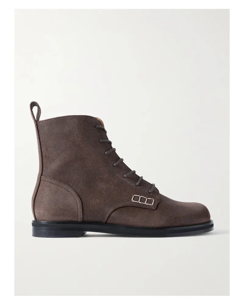 J.W.Anderson Loafer Schnürstiefel Aus Veloursleder - Braun Braun