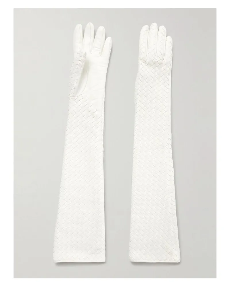 Bottega Veneta Handschuhe Aus Intrecciato-leder - Weiß Weiß