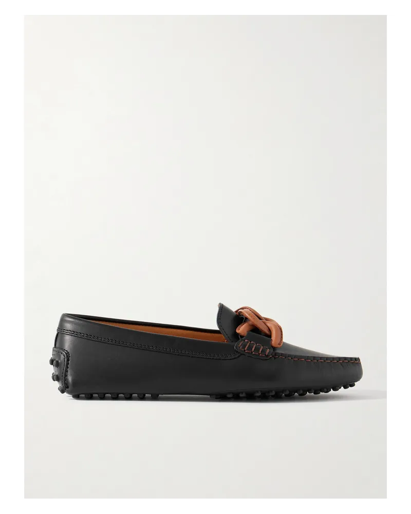 TOD'S Gommini Catena Loafers aus Leder Schwarz