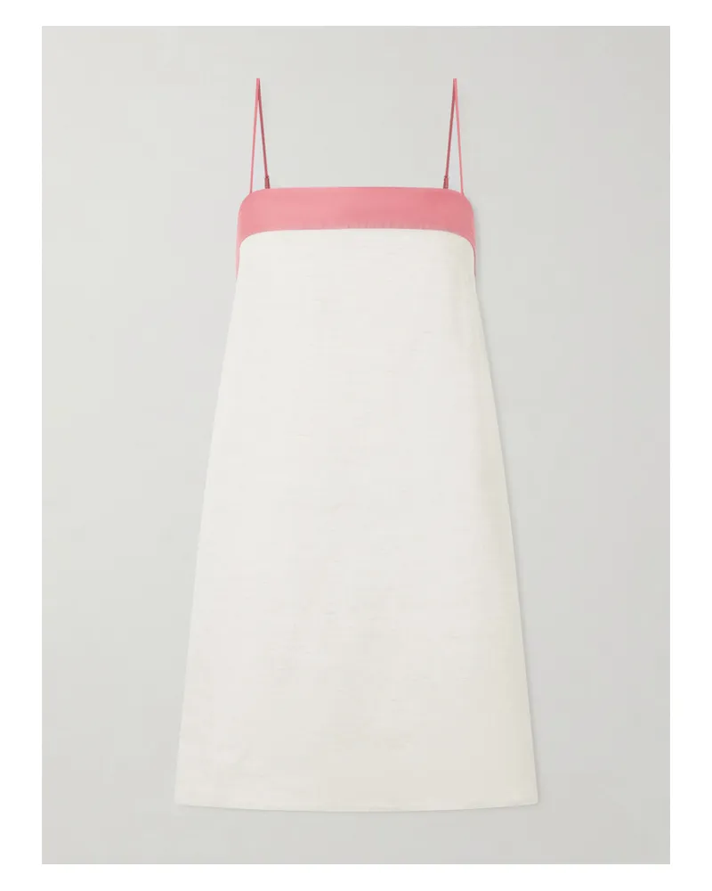 STAUD Laura Two-tone Linen Mini Dress - Neutrals Neutrals