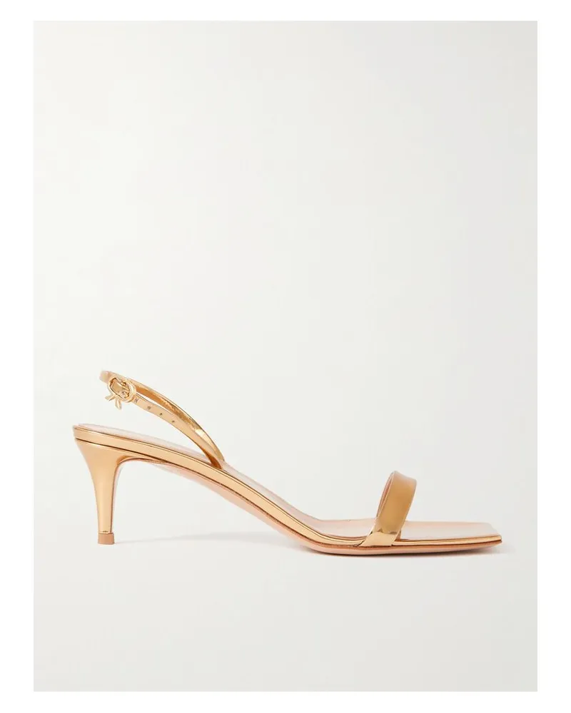 Gianvito Rossi Ribbon 55 Slingback-sandalen Aus Lackleder - Gold Gold