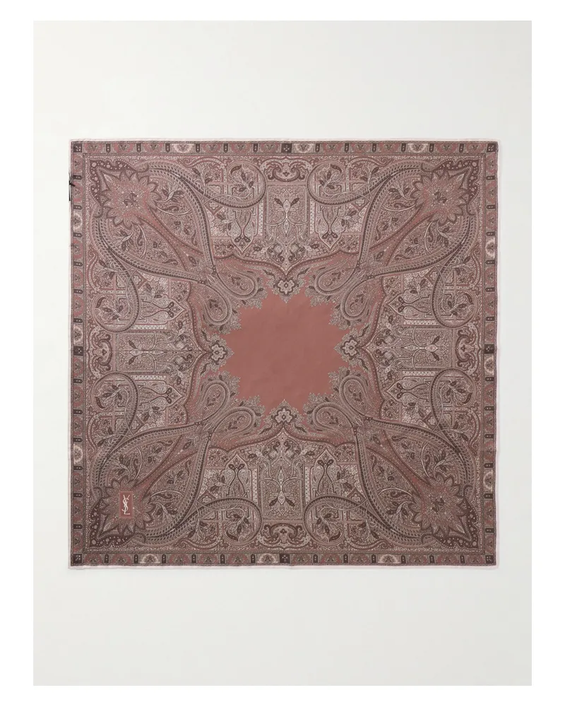 Saint Laurent Tuch Aus Seide Mit Paisley-muster - Braun Braun
