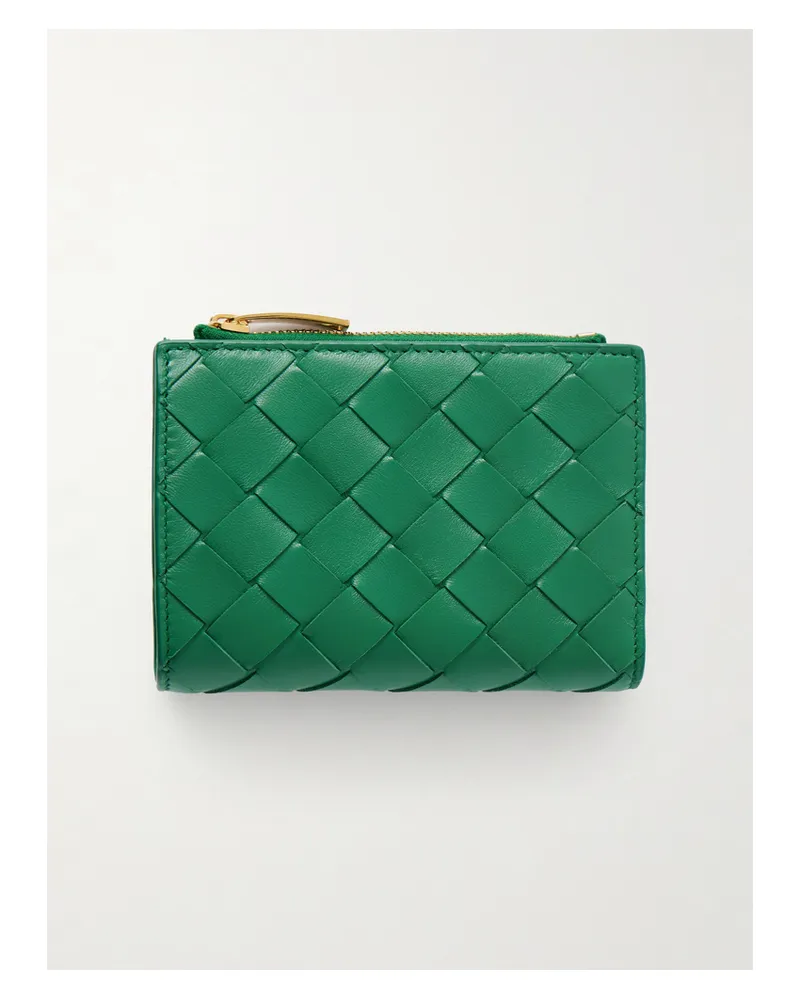 Bottega Veneta Intrecciato 15 Portemonnaie Aus Leder - Grün Grün