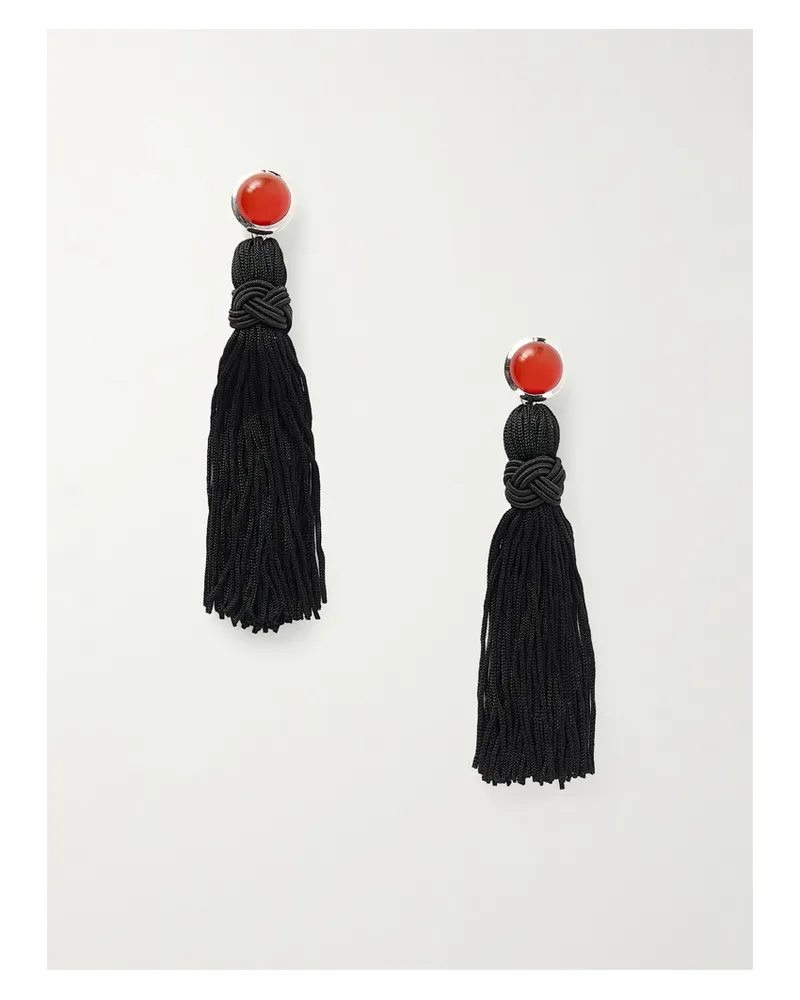 Sophie Buhai Cleo Tasseled Silver And Cornelian Earrings - Red Red