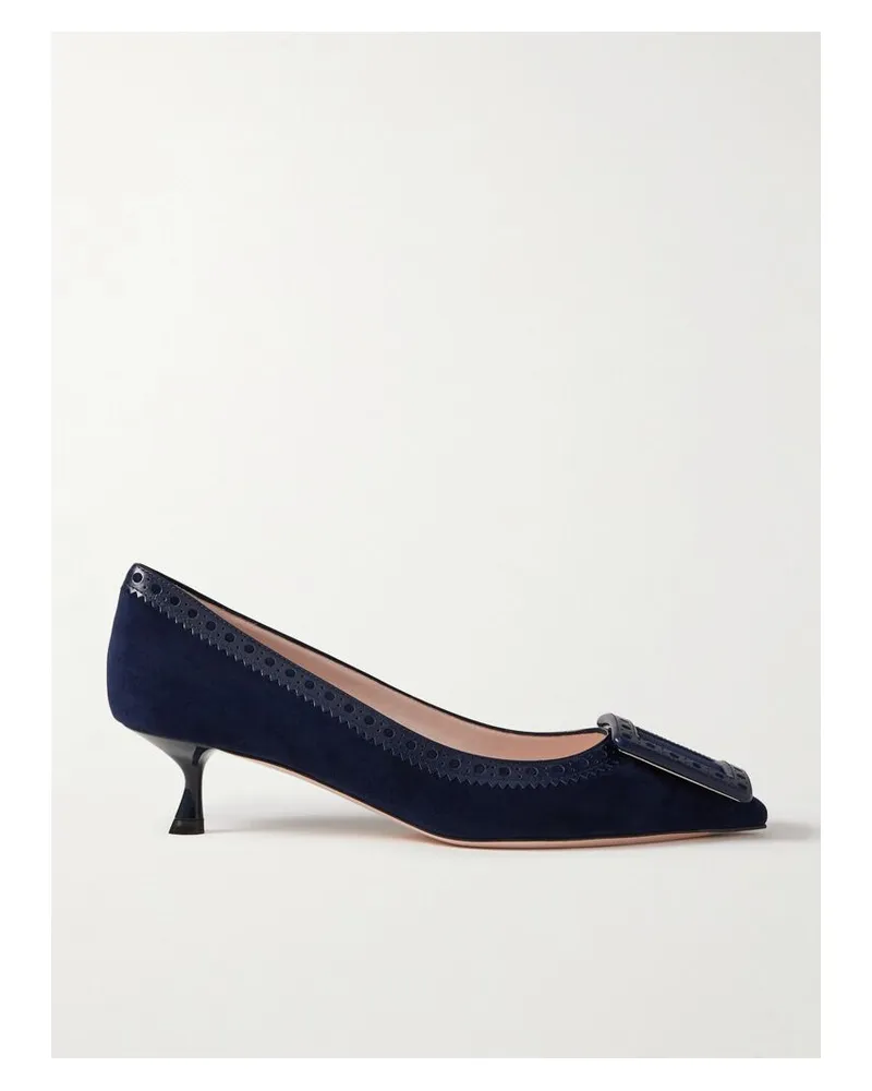 Roger Vivier Viv In The City 45 Pumps Aus Veloursleder Mit Perforierten Lederbesätzen - Blau Blau