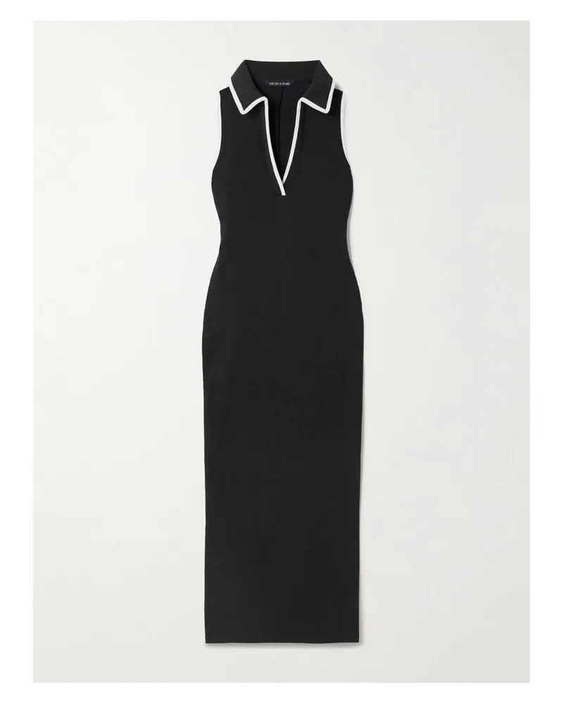 Veronica Beard Darien Midikleid Aus Gerippter Stretch-pima-baumwolle - Schwarz Schwarz