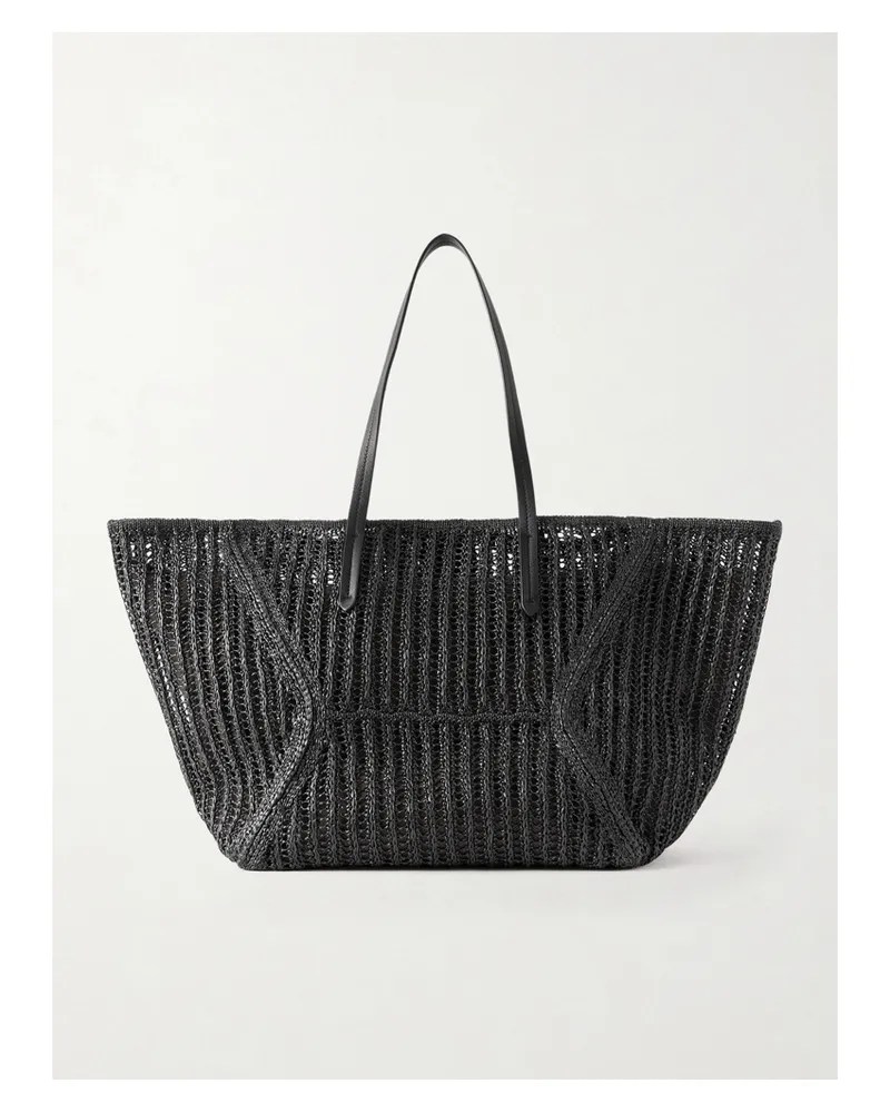 Brunello Cucinelli Leather-trimmed Woven Tote - Black Black