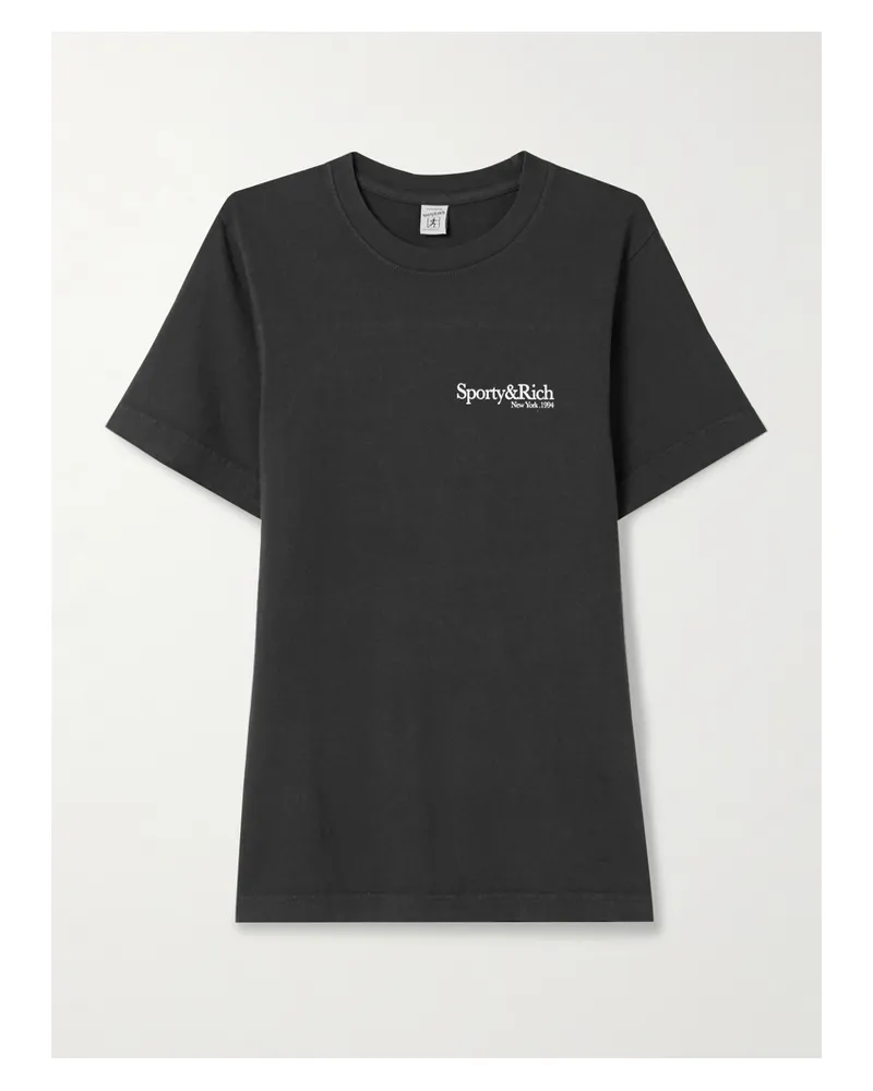 SPORTY & RICH T-shirt Aus Baumwoll-jersey Mit Print - Schwarz Schwarz