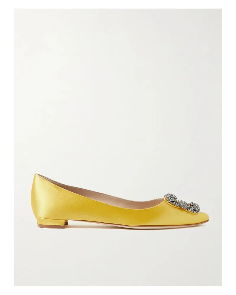 Manolo Blahnik Hangisi Ballerinas Aus Satin Mit Verzierung - Gelb Gelb