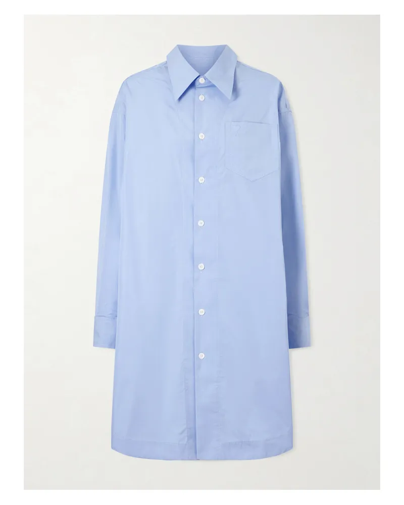 AMI Paris Hemdblusenkleid Aus Baumwollpopeline Mit Prägung - Blau Blau