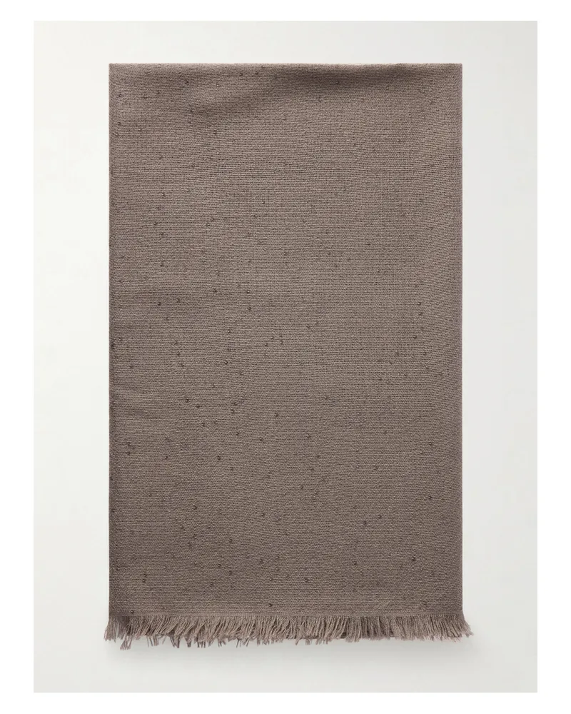 Brunello Cucinelli Schal Aus Einer Kaschmir-seidenmischung Mit Pailletten - Braun Braun