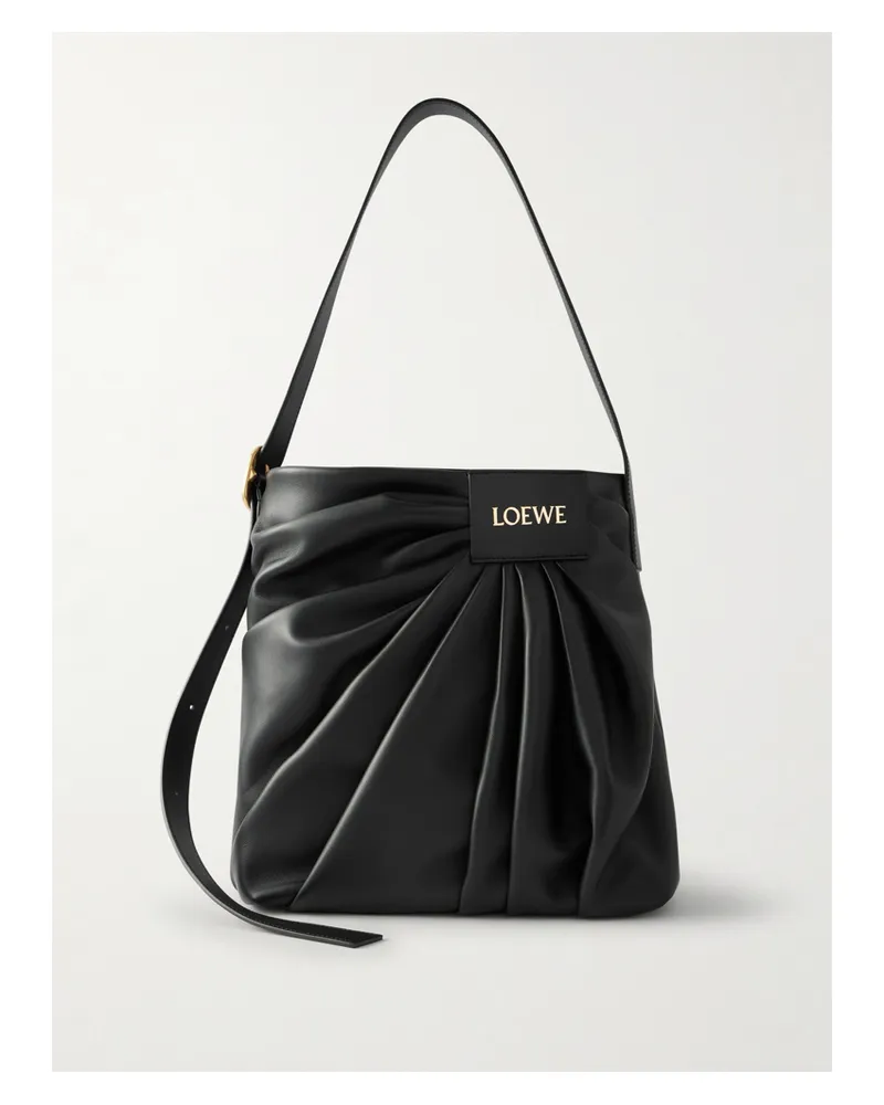 Loewe Featherlight Gathered Leather Tote - Black Black