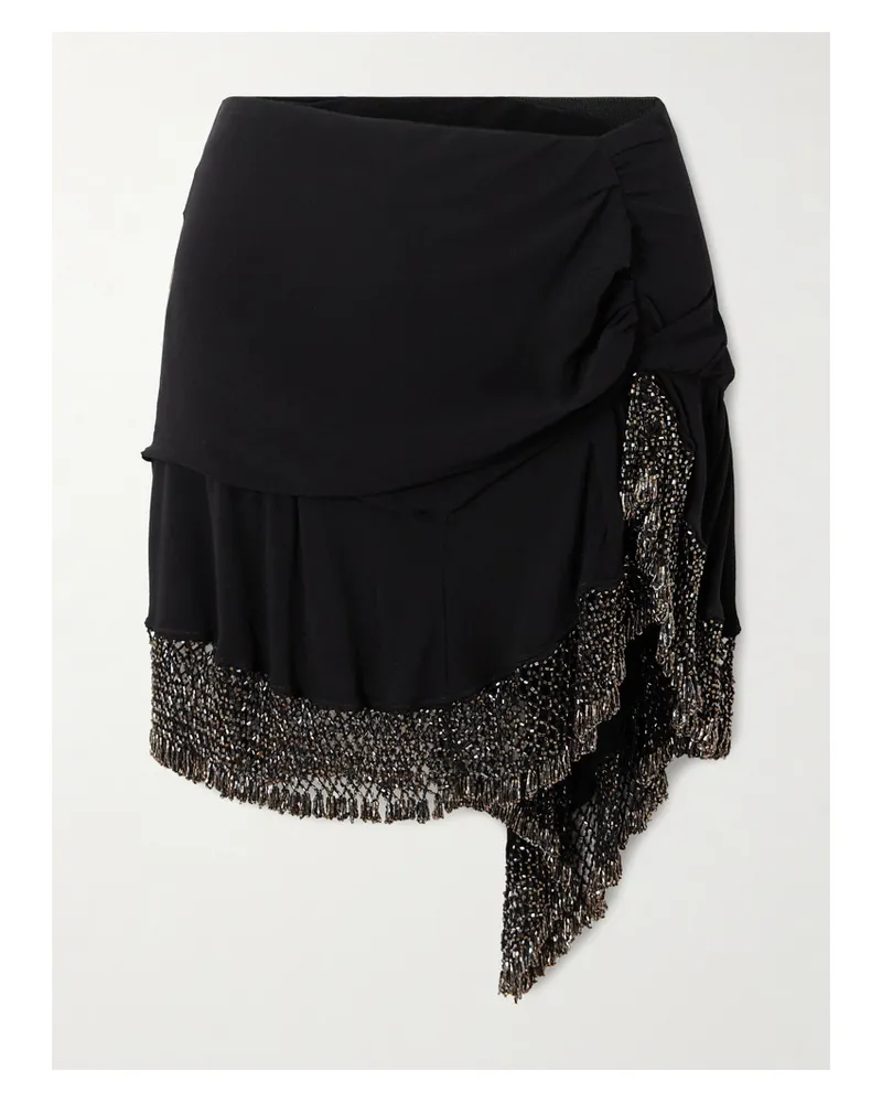 Isabel Marant Enaya Minirock Aus Seiden-georgette Mit Zierperlen - Schwarz Schwarz