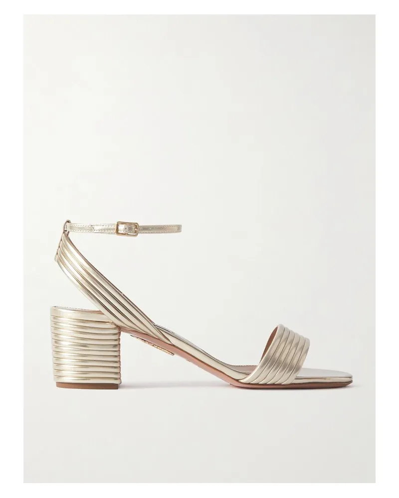 Aquazzura Sundance 50 Sandalen Aus Kunstleder In Metallic-optik - Gold Gold