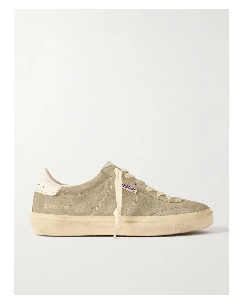 Golden Goose Soul-star Sneakers Aus Veloursleder Mit Lederbesätzen In Distressed-optik - Braun Braun