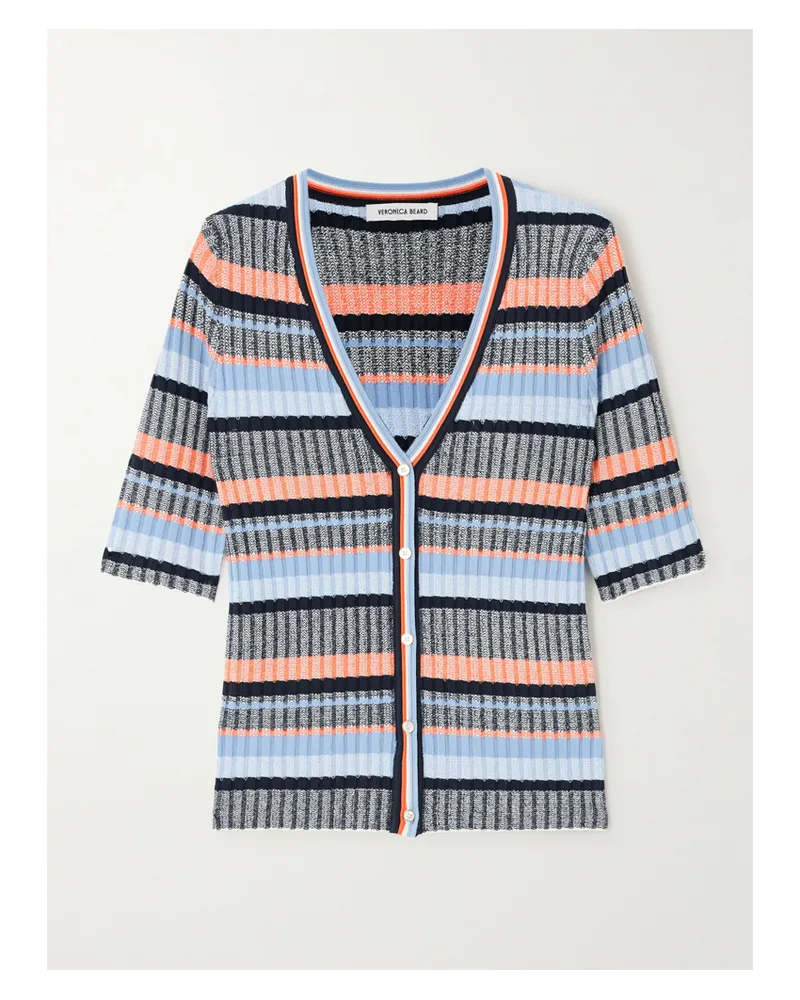 Veronica Beard Calliope Cardigan In Gestreiftem Rippstrick - Mehrfarbig Mehrfarbig
