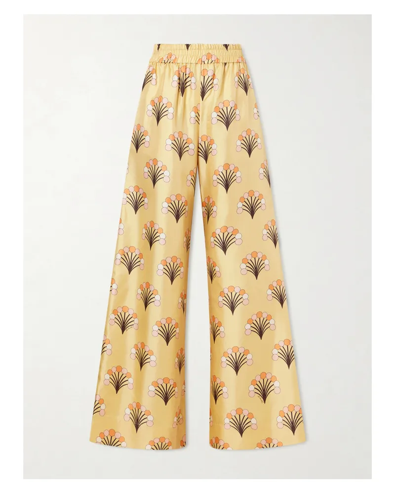 La DoubleJ Palazzo Hose Mit Weitem Bein Aus Bedrucktem Seiden-twill - Gold Gold