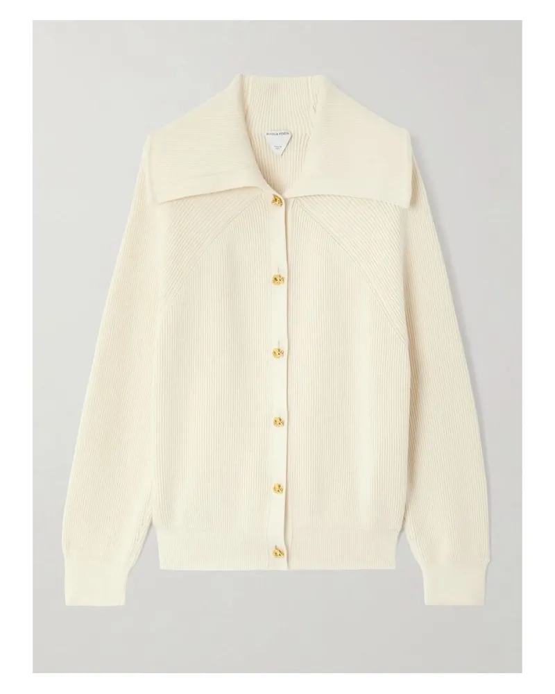 Bottega Veneta Cardigan Aus Gerippter Baumwolle - Creme Creme