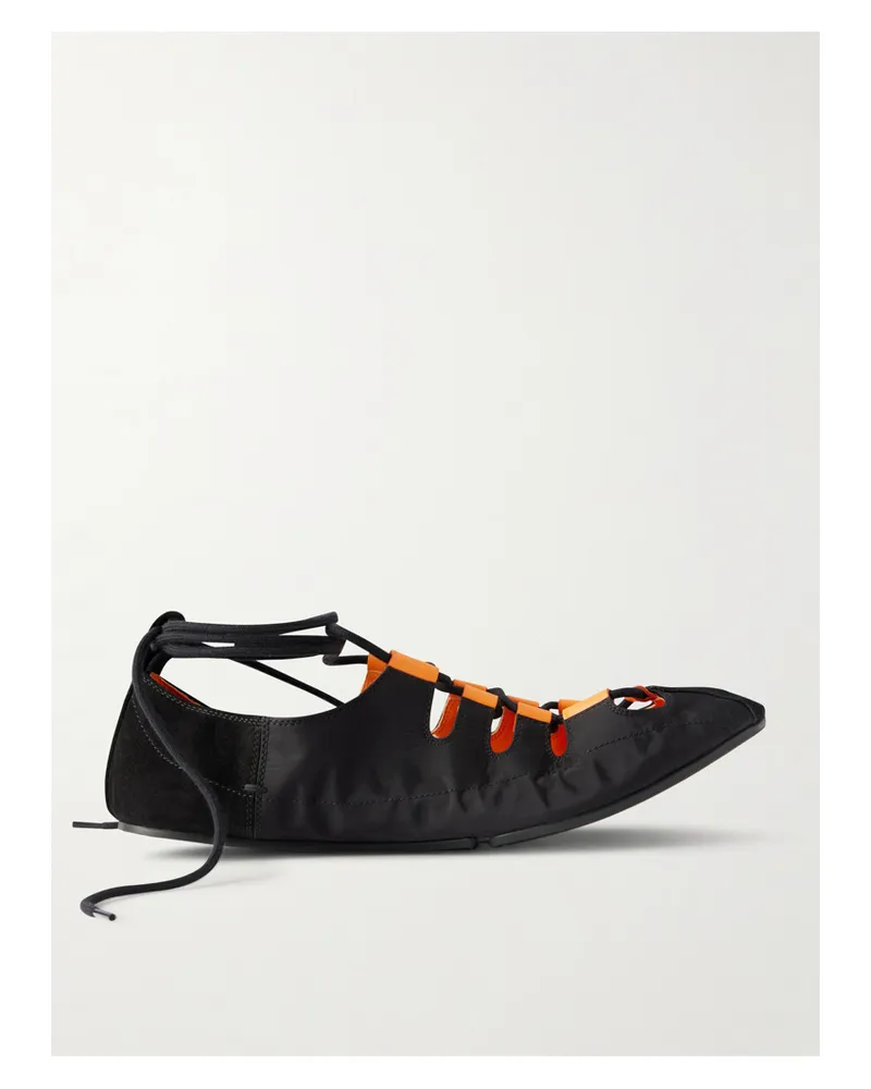Alaïa Suede-trimmed Shell Ballet Flats - Black Black