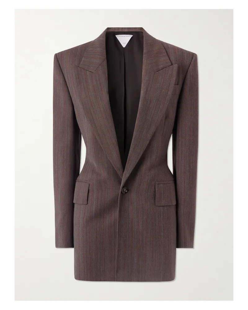 Bottega Veneta Striped Wool-blend Twill Blazer - Brown Brown