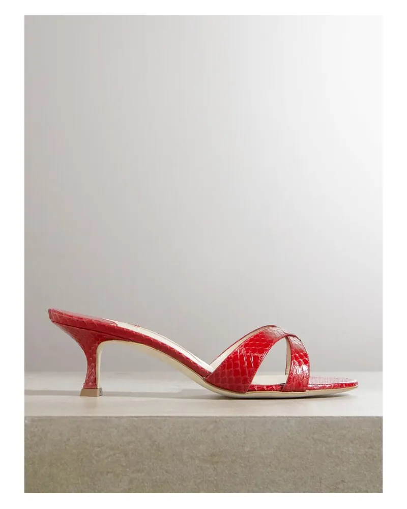Manolo Blahnik Callamu 50 Mules Aus Elapheleder - Rot Rot