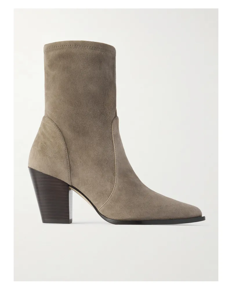 Stuart Weitzman Jolene Ankle Boots Aus Veloursleder - Neutral Neutral