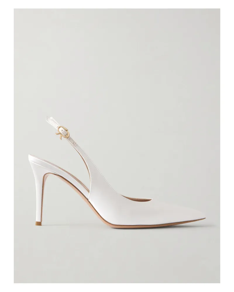 Gianvito Rossi Ribbon 85 Satin Slingback Pumps - White White