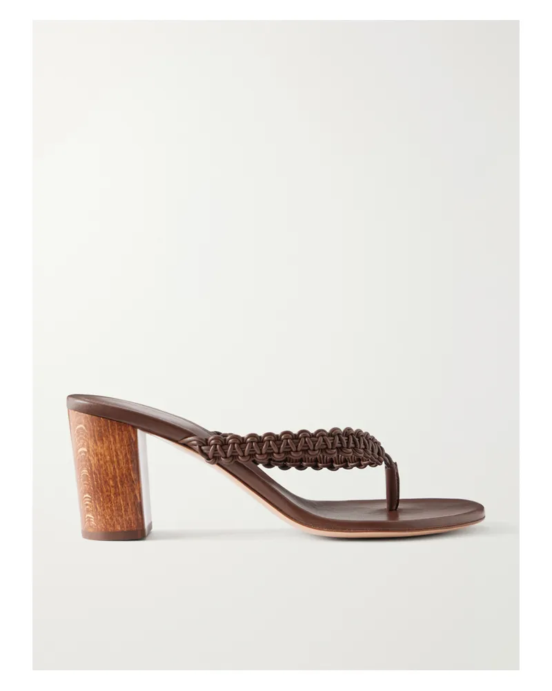 Gianvito Rossi 70 Woven Leather Thong Sandals - Brown Brown