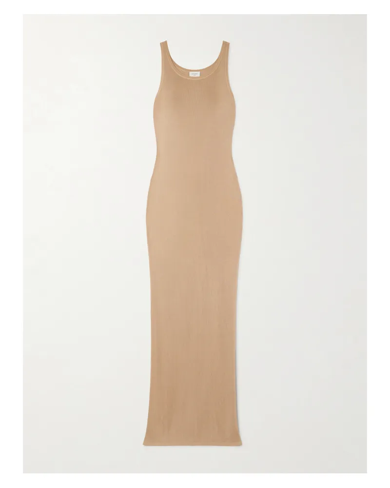Saint Laurent Ribbed-knit Maxi Dress - Neutrals Neutrals