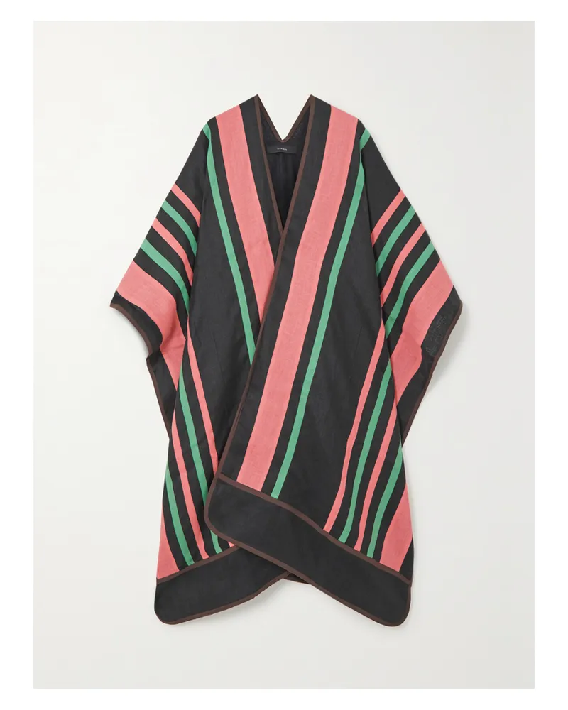 VITA KIN Ola Cape Aus Gestreiftem Leinen - Schwarz Schwarz