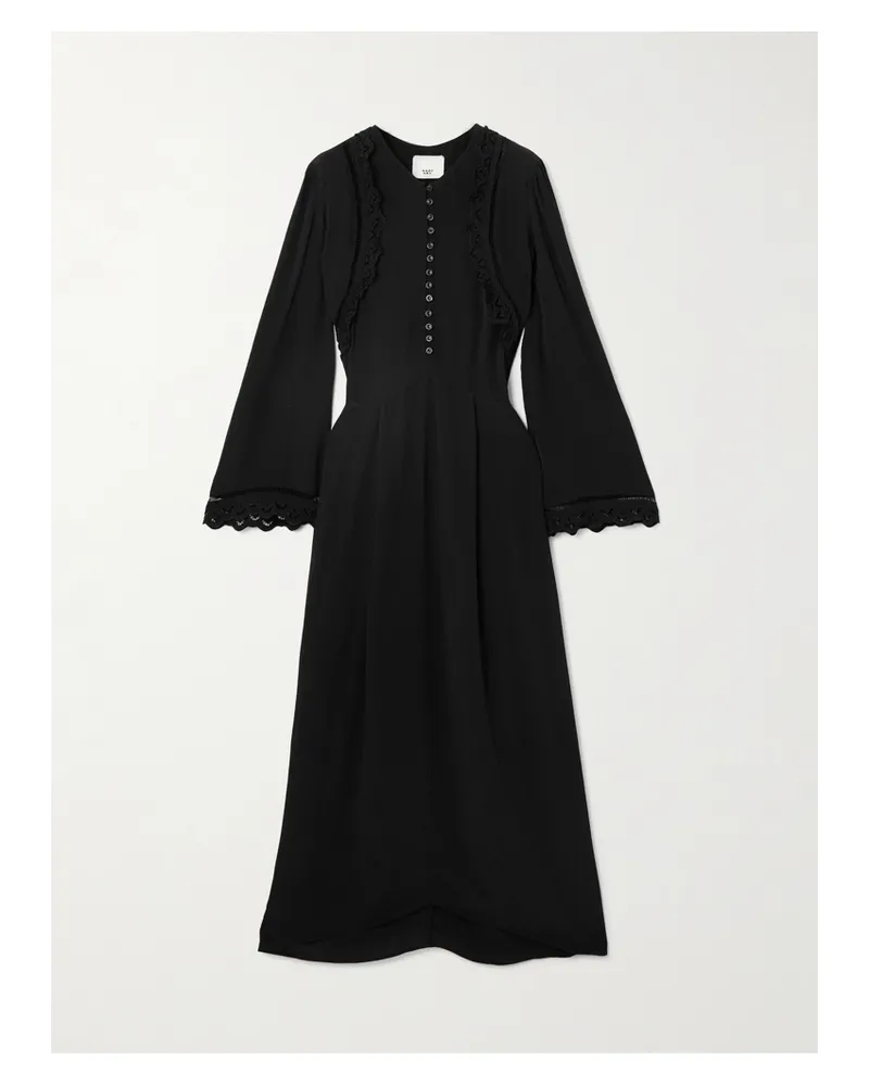 Isabel Marant Faustina Midikleid Aus Popeline Mit Lochstickerei Und Details Im Hohlstich - Schwarz Schwarz
