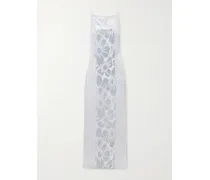 Ventura Open-back Floral Devoré-velvet Gown - Silver