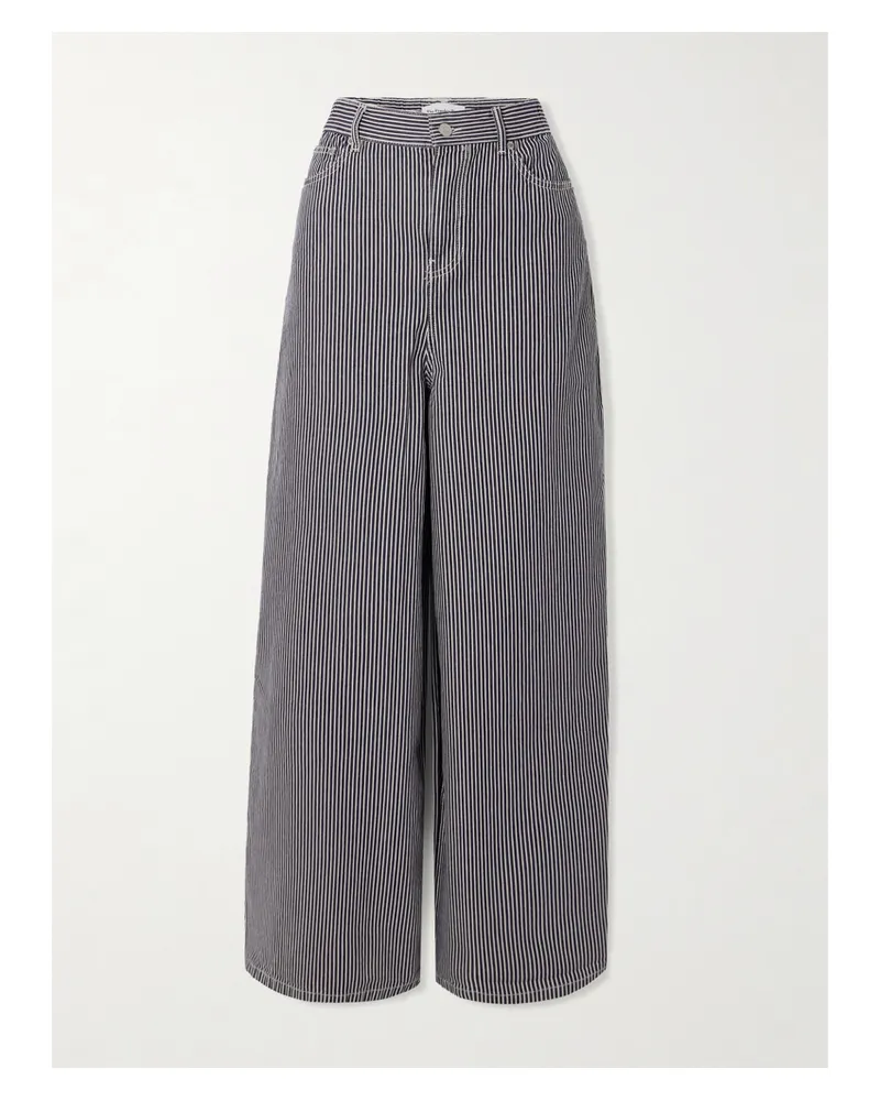 FRANKIE Shop Sasha Hoch Sitzende Jeans Mit Weitem Bein Und Nadelstreifen - Schwarz Schwarz