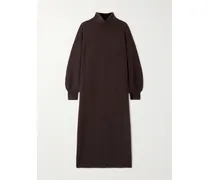 Wool And Cashmere-blend Turtleneck Maxi Dress - Brown