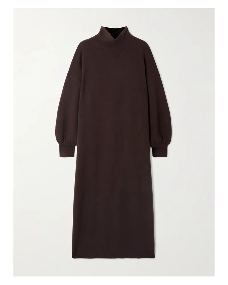 ALLUDE Wool And Cashmere-blend Turtleneck Maxi Dress - Brown Brown