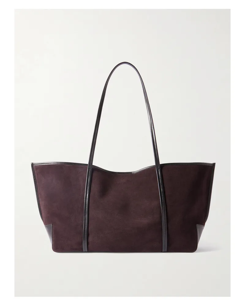 St. Agni Bateau Leather-trimmed Suede Tote - Brown Brown