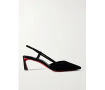 Condoroline 55 Slingback-pumps Aus Veloursleder Mit Cut-outs - Schwarz
