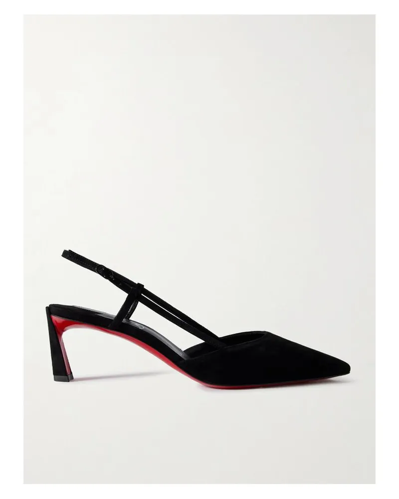 Christian Louboutin Condoroline 55 Slingback-pumps Aus Veloursleder Mit Cut-outs - Schwarz Schwarz