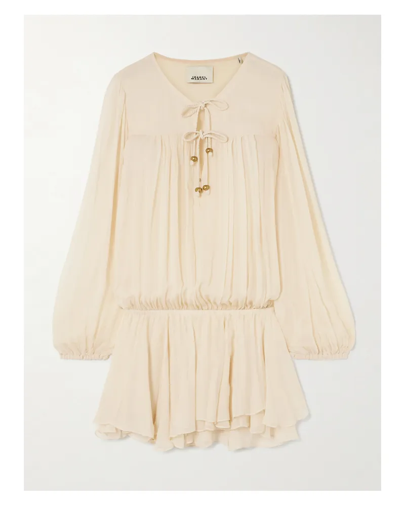 Isabel Marant Aliyah Minikleid Aus Seidenkrepon Mit Verzierungen - Ecru Ecru
